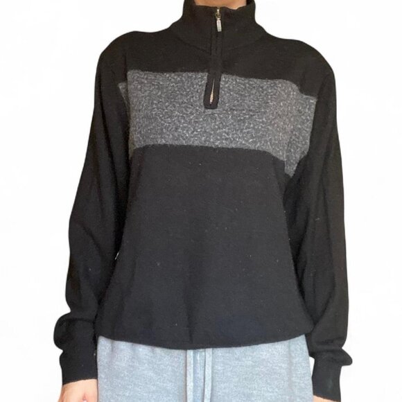 Club Room black and grey quarter zip sweater - Picture 1 of 4